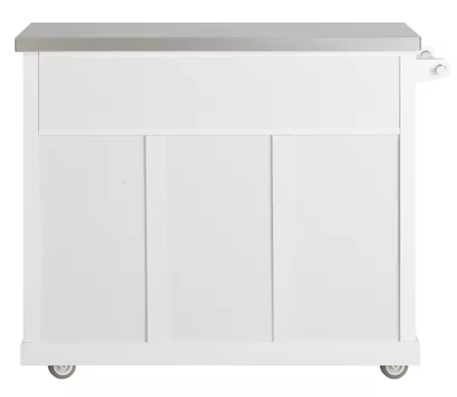 Keukenwagen met RVS Werkblad – Met Schuifdeuren & Flessenplank, 116 cm