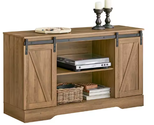 Dressoirkast met Schuifdeuren – 120 cm Breed, Open & Gesloten Opbergruimte