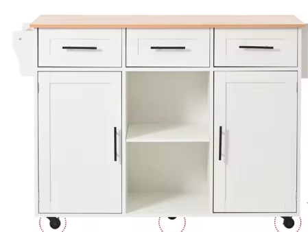 Uitschuifbaar Keukeneiland – 139 cm Trolley met Opbergruimte & Massief Houten Blad