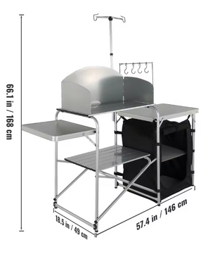 Opvouwbare Camping Keukentafel – Aluminium Kookstation met Opbergruimte, Lichtgewicht & Draagbaar