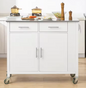 Keukentrolley met RVS Blad & Opbergruimte – 107 cm Wit