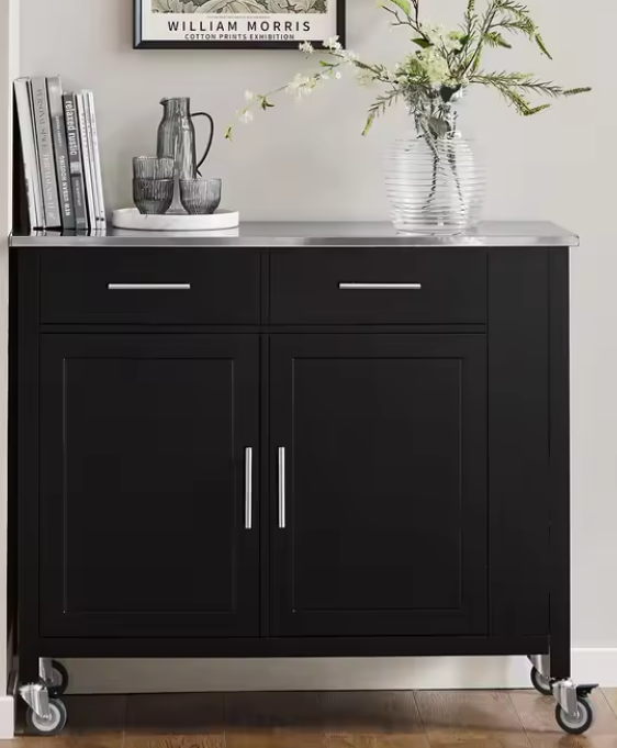 Keukentrolley met RVS Blad & Opbergruimte – 107 cm Wit