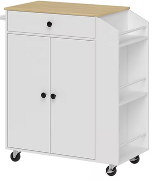 Keukeneiland met Lade & Kruidenrek – 3 Niveaus, Wit 82 cm