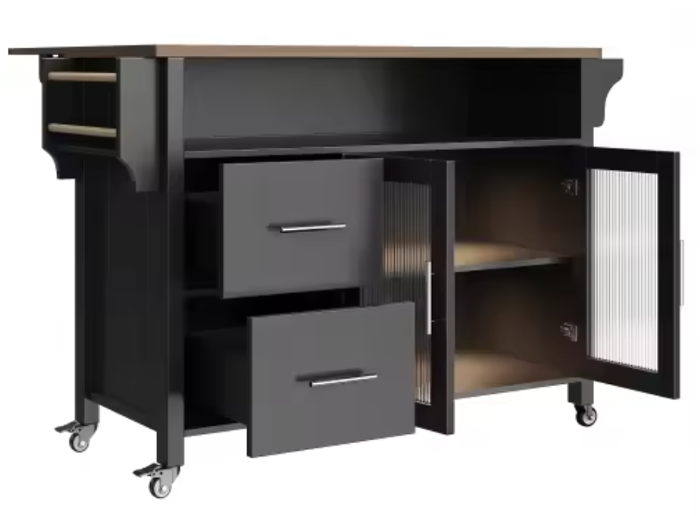 Keukeneiland met Opklapbare Zijkant & Opbergruimte – 120 cm