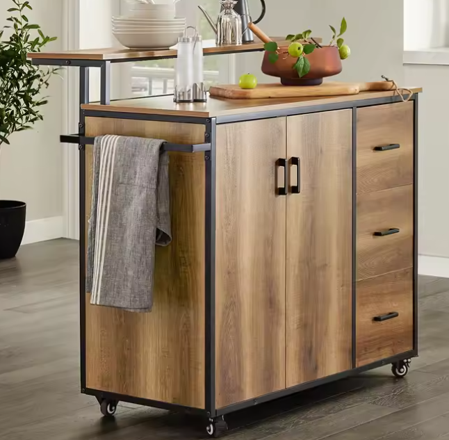 Keukentrolley met Lades, Deuren & Plank – 113×106×69 cm