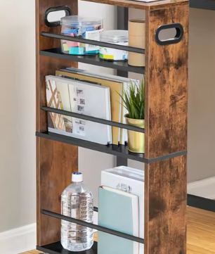 Smalle Keukentrolley met 4 Niveaus – 45×15×80 cm, Opbergrek op Wielen