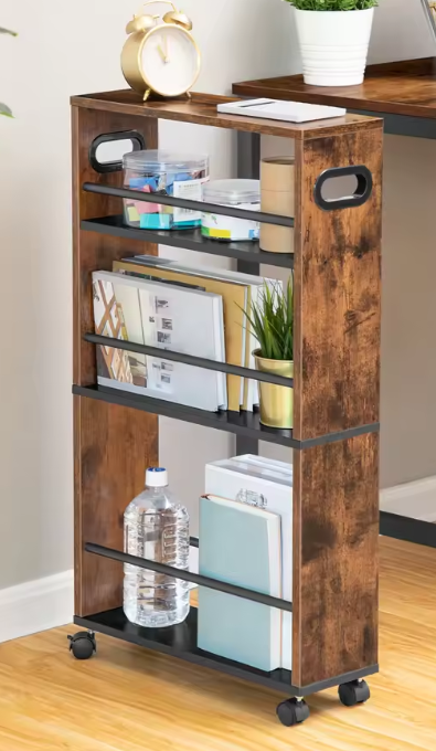 Smalle Keukentrolley met 4 Niveaus – 45×15×80 cm, Opbergrek op Wielen