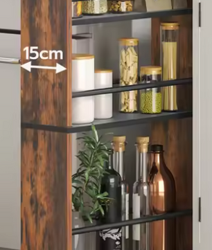 Smalle Keukentrolley met 4 Niveaus – 45×15×80 cm, Opbergrek op Wielen