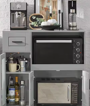 Wit Dressoir op Wielen met Lade, Glazen Deur & Opbergruimte – 89 cm Hoog