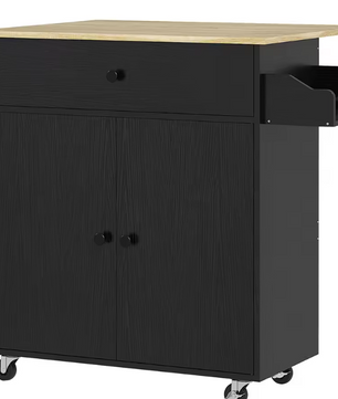Keukeneiland met Opvouwbaar Blad en Wielen – 106×42×87 cm