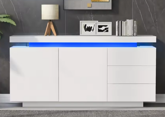 Modern Hoogglans Dressoir met LED – 140 cm Breed & Opberglades