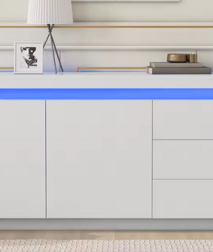 Modern Hoogglans Dressoir met LED – 140 cm Breed & Opberglades