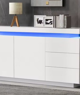 Modern Hoogglans Dressoir met LED – 140 cm Breed & Opberglades