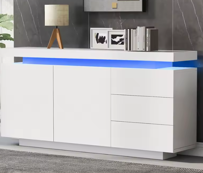 Modern Hoogglans Dressoir met LED – 140 cm Breed & Opberglades
