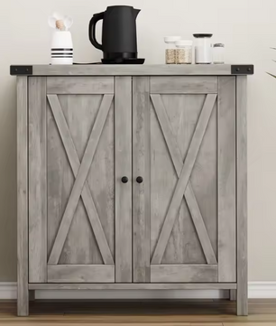 Grijs Dressoir met 2 Deuren – Boerderijstijl & Verstelbare Plank