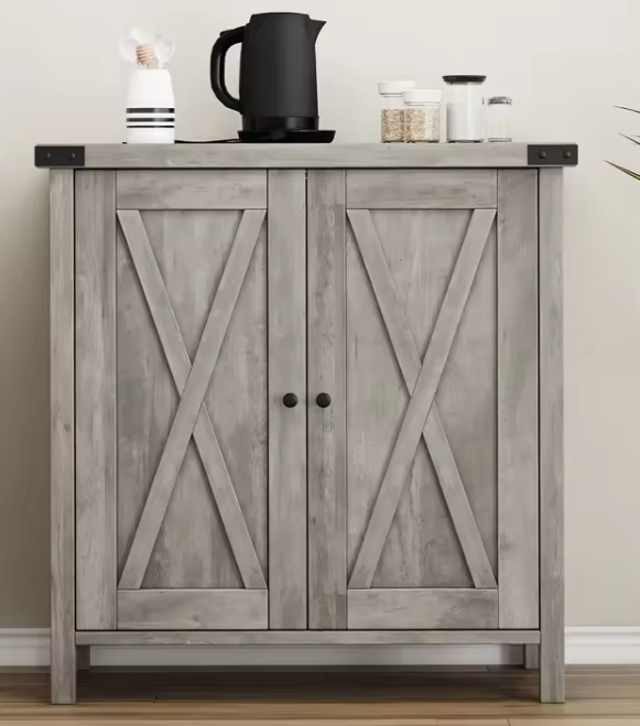 Grijs Dressoir met 2 Deuren – Boerderijstijl & Verstelbare Plank