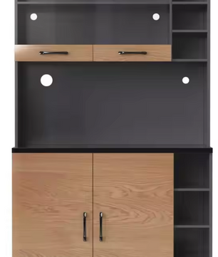 Keukenkast met LED & Magnetronplank – 100x47x187 cm, Hout