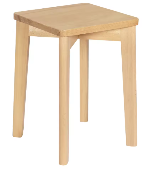 Set van 2 Massief Houten Stapelkrukken – 31x31x44,5 cm, Natuurlijk Beukenhout