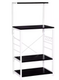 Zwarte Magnetronplank met 4 Houten Planken – Keukentrolley met Haken & Opbergruimte, 123 cm Hoog