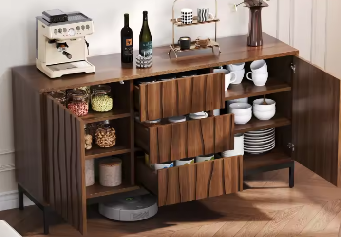 Dressoir van 150 cm – Donker Eiken met Lades & Opbergruimte, Modern Design