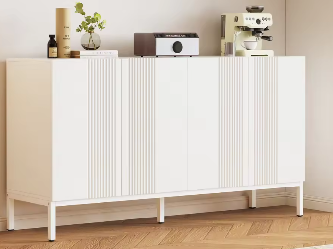 Modern Dressoir met 4 Greeploze Deuren – Strak & Functioneel voor Woonkamer of Keuken