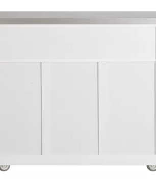 Keukentrolley met RVS Blad – 2 Lades, Schuifdeuren & Flessenplank, 116x95x46 cm