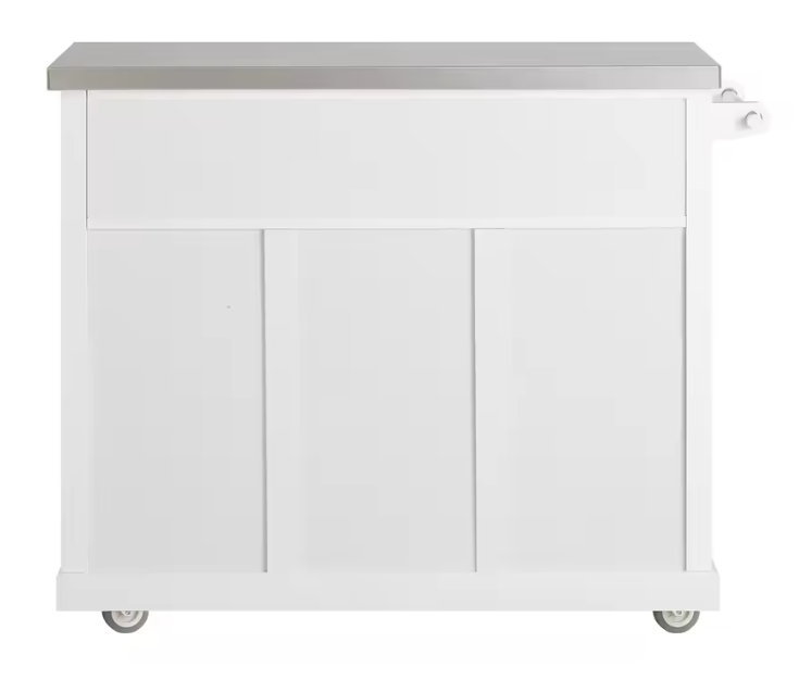 Keukentrolley met RVS Blad – 2 Lades, Schuifdeuren & Flessenplank, 116x95x46 cm