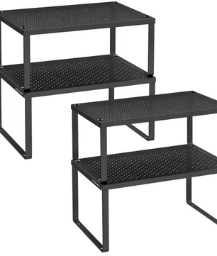 Set van 4 Metalen Keukenrekken – Stapelbaar & Uitbreidbaar, Compact en Krachtig