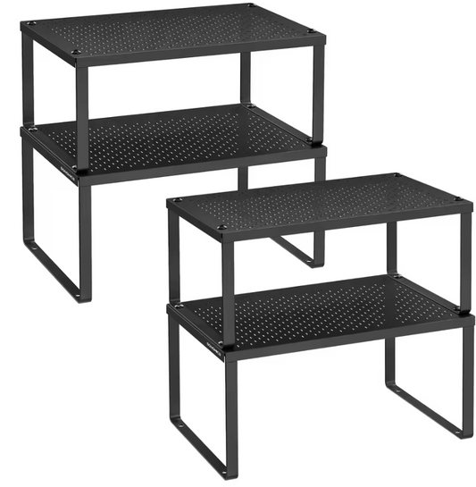 Set van 4 Metalen Keukenrekken – Stapelbaar & Uitbreidbaar, Compact en Krachtig