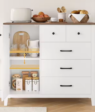 Dressoir met 5 Lades & Deur – Keukenkast met Werkblad, Modern en Multifunctioneel