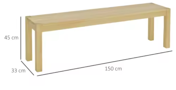 Houten Eetbank 150 cm – 3-Zits Bank van Grenenhout, Landelijke Stijl
