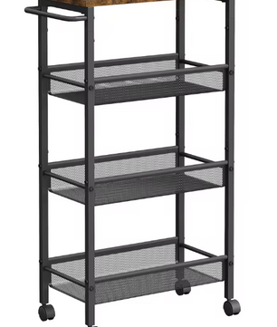Smalle Keukentrolley met 4 Lagen – Opbergrek op Wielen, 22x45,5x77 cm