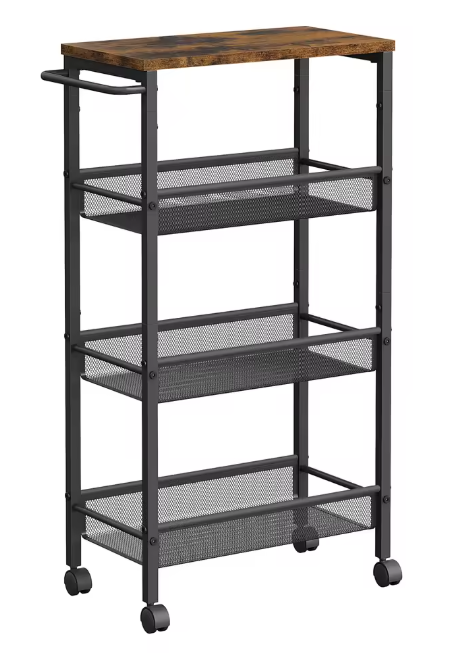 Smalle Keukentrolley met 4 Lagen – Opbergrek op Wielen, 22x45,5x77 cm