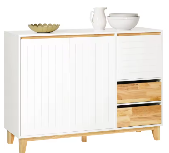 Wit Dressoir met Lades & Deuren – 120 cm, Hout & MDF