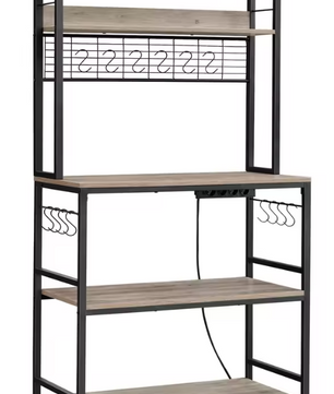 Keukenrek met Stopcontacten – Magnetronplank & 14 Haken, Industrieel en Ruim