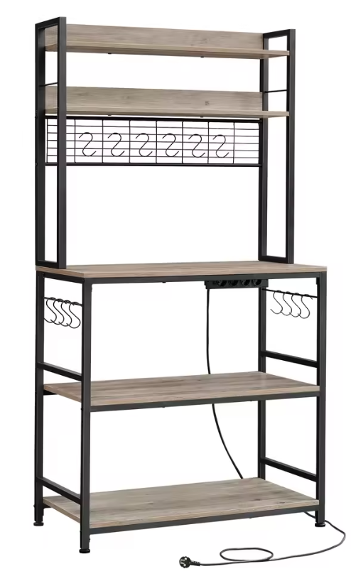 Keukenrek met Stopcontacten – Magnetronplank & 14 Haken, Industrieel en Ruim
