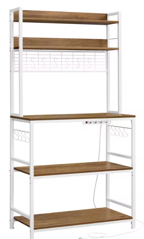 Keukenrek met Stopcontacten – Magnetronplank & 14 Haken, Industrieel en Ruim
