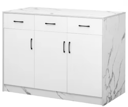 Groot Keukeneiland met Marmerlook – 3 Lades & 3 Deuren, 120x60 cm