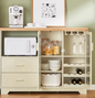 Buffetkast met Glazen Deuren – Groen MDF & Rubberhout, 120x90 cm