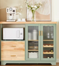 Buffetkast met Glazen Deuren – Groen MDF & Rubberhout, 120x90 cm