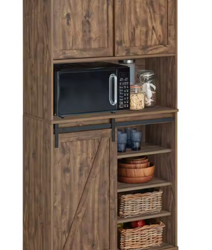 Vintage Buffetkast met Schuifdeuren – 80x170x34 cm, Metaal & Houtlook