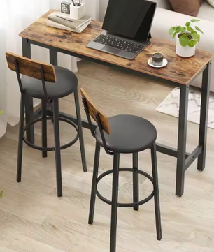 Set van 2 Industriële Barkrukken – PU-Leder & Staal, 75,5 cm Hoog