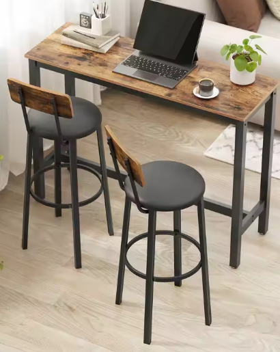 Set van 2 Industriële Barkrukken – PU-Leder & Staal, 75,5 cm Hoog