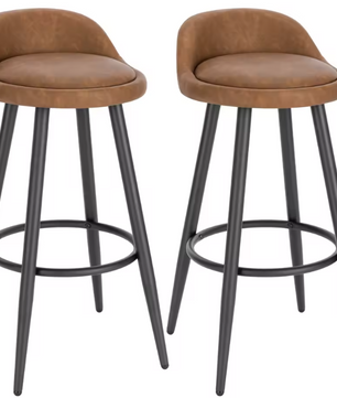 Set van 2 Fluwelen Barkrukken – Zwart, Metalen Frame & Voetsteun