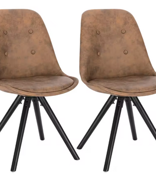 Set van 2 Scandinavische Eetkamerstoelen – Zachte Zitting & Massief Houten Poten