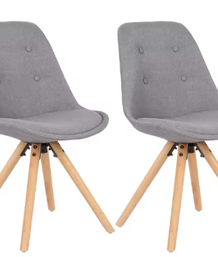 Set van 2 Scandinavische Eetkamerstoelen – Zachte Zitting & Massief Houten Poten