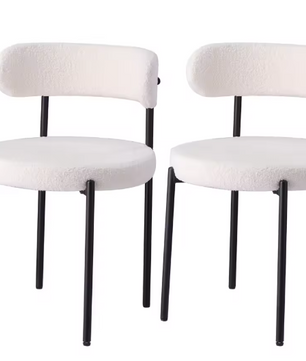 Set van 2 Teddyfluwelen Eetkamerstoelen – Scandinavisch & Ergonomisch