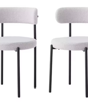 Set van 2 Teddyfluwelen Eetkamerstoelen – Scandinavisch & Ergonomisch