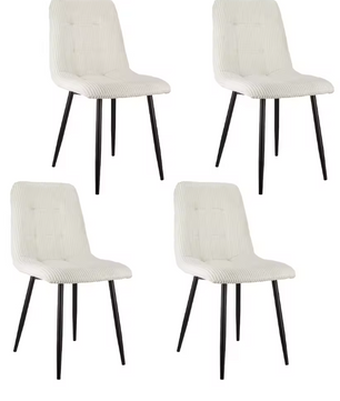 Set van 4 Gestoffeerde Eetkamerstoelen – Zachte Zitting & Metalen Frame, Modern en Comfortabel