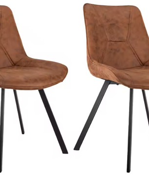 Set van 2 Retro Eetkamerstoelen – Kunstleer & Metalen Frame